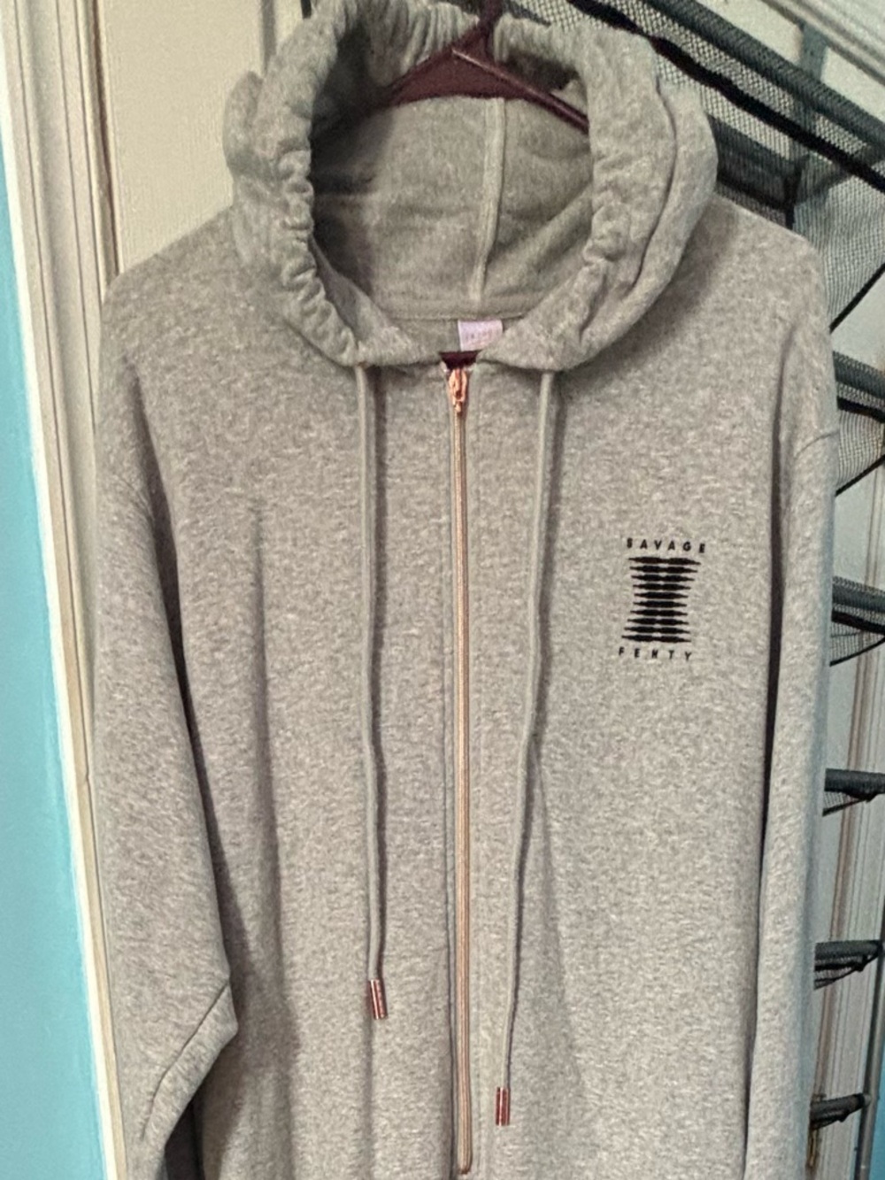 Savage X Fenty Heather Gray Zip Hoodie Jumpsuit